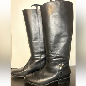 Etienne Aigner Black Leather Women’s Derby Riding Boots Size 9.5 Preowned GUC